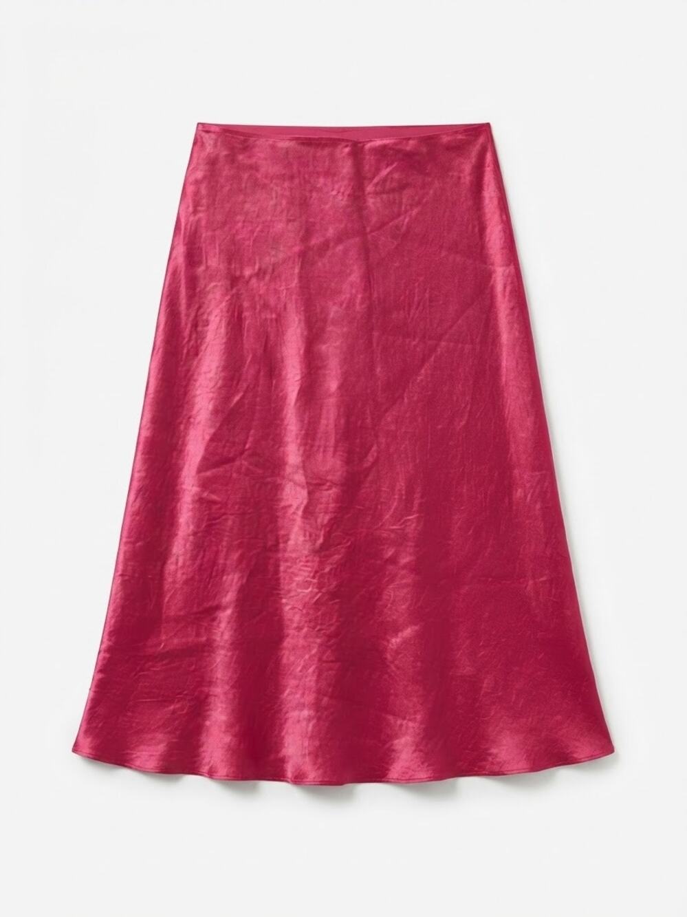 Babaton Women Pink Satin Midi Skirt Size 0 Slip Skater Career Barbiecore Chic